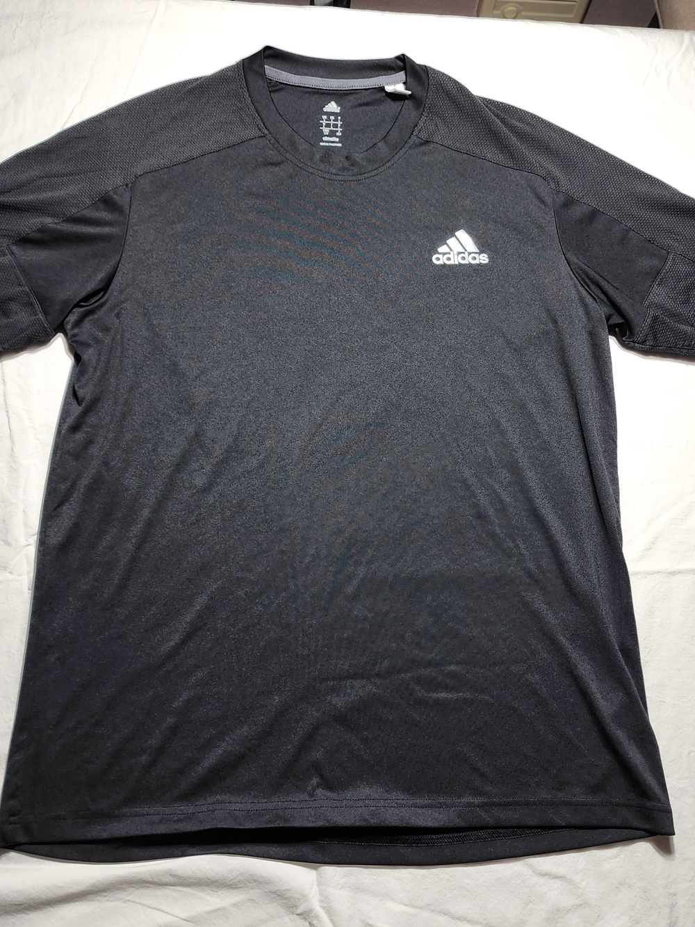 adidas Black Short-Sleeve Athletic Tee with White Logo